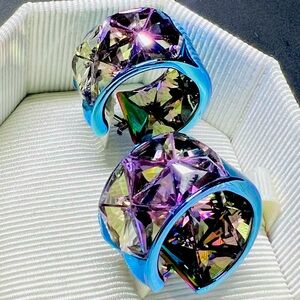 Swarovski Crystal Earrings, in box, worn once. Beautiful colorful design, Chroma